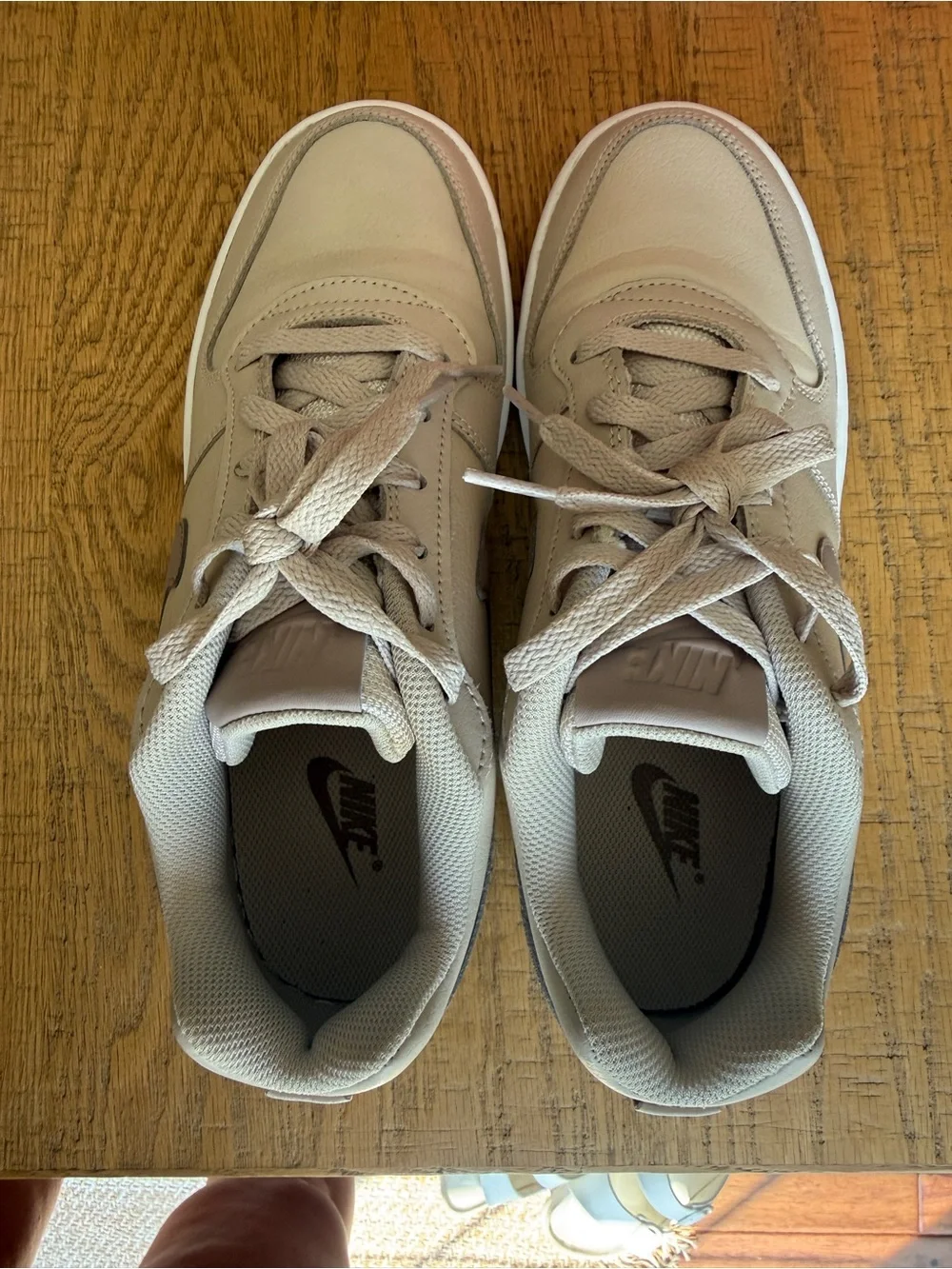 Nike Ebernon Low Beige White Lace Up Casual Sneakers